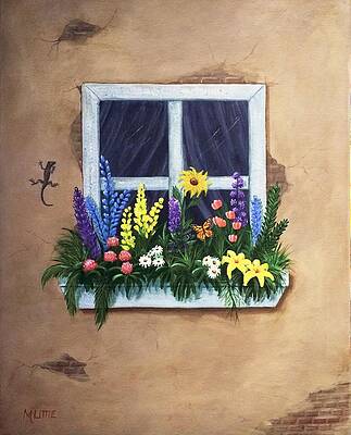 Flower Painting - A Lizard's Hideaway by Marlene Little