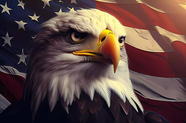 Bold Digital Art - A Majestic Eagle In A 1920s Vintage Poster Style No 1 by Andre Petrov