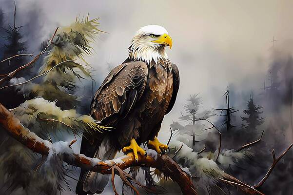 Bold Digital Art - A Majestic Eagle In A 1920s Vintage Poster Style No 2 by Andre Petrov
