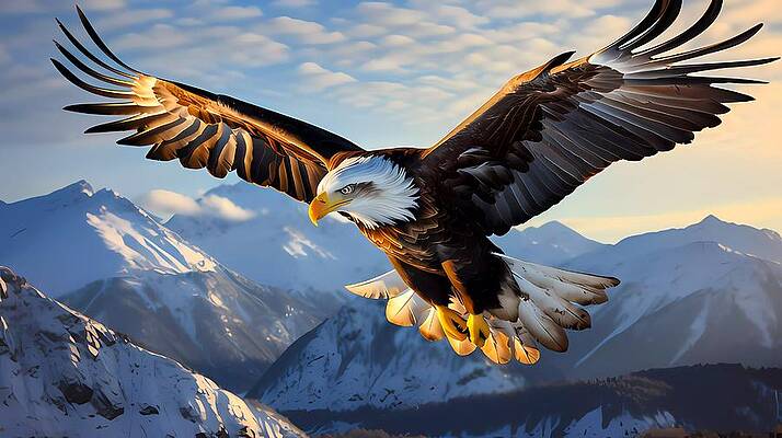 Wildlife Digital Art - A Majestic Eagle Soaring High Against A Snow-capped Mountain No 1 by Andre Petrov