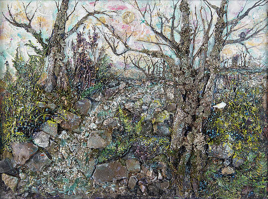 Blue Wall Art featuring the mixed media A Nature Walk In Gulley Park by Susan Orosz