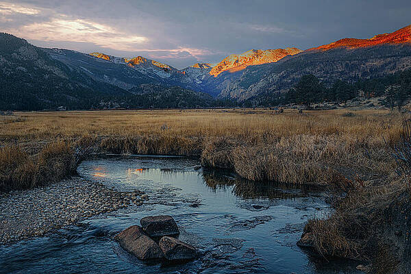 Mountain Sunrise Over a Serene Valley Wall Art