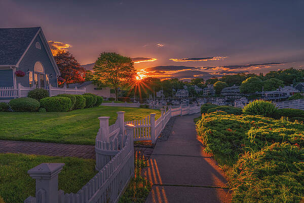 Maine Wall Art featuring the photograph A Perkins Cove Sunset by Penny Polakoff