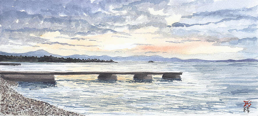 Sunset Painting - A Pier In Zadar Croatia by Francisco Gutierrez