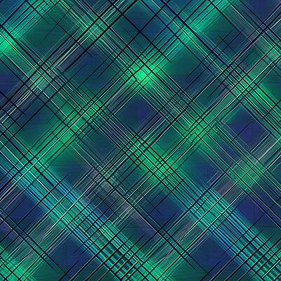 Modern Wall Art featuring the digital art A Plaid Pattern Of Crisscrossing Lines In Green And Blue by Andre Petrov