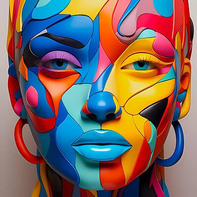 Color Wall Art featuring the digital art A Pop-art Representation Of Respect And Tolerance Using Diverse Faces In Bright Colors No 1 by Andre Petrov