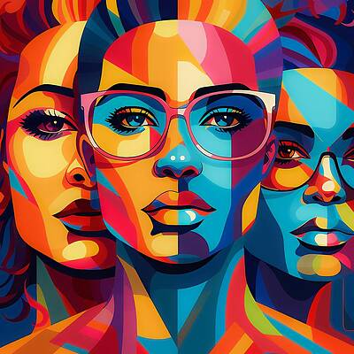 Color Wall Art featuring the digital art A Pop-art Representation Of Respect And Tolerance Using Diverse Faces In Bright Colors No 2 by Andre Petrov