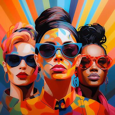 Color Wall Art featuring the digital art A Pop-art Representation Of Respect And Tolerance Using Diverse Faces In Bright Colors No 3 by Andre Petrov