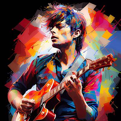 Bold Digital Art - A Pop Art Style Portrait Of A Rock Star  With Their Signature Instrument No 1 by Andre Petrov