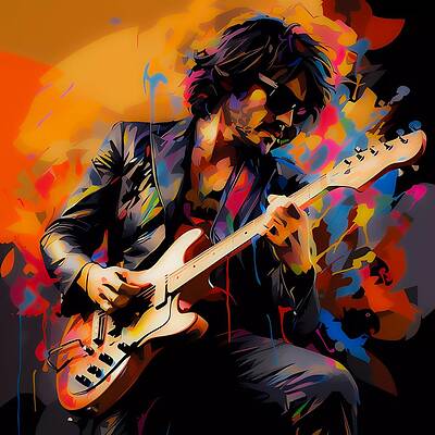 Bold Digital Art - A Pop Art Style Portrait Of A Rock Star  With Their Signature Instrument No 3 by Andre Petrov