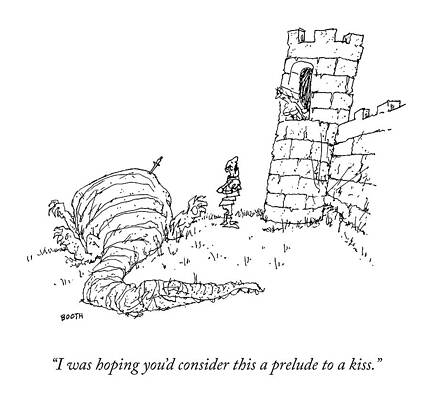 Valentine Drawing - A Prelude To A Kiss by George Booth