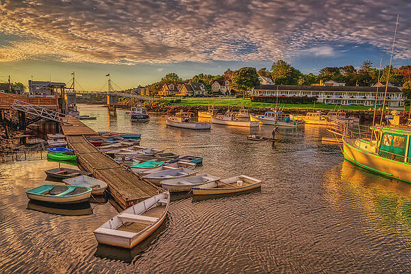 Boats in Perkins Cove at Sunrise Wall Art