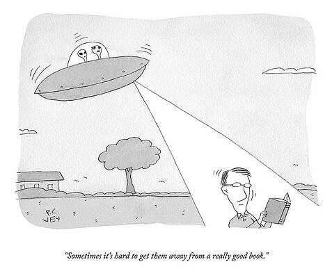 UFO Distracted by a Book Drawing