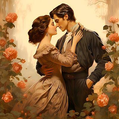 Vintage Digital Art - A Romantic Couple In Classic Victorian Style No 1 by Andre Petrov