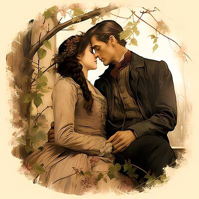 Vintage Digital Art - A Romantic Couple In Classic Victorian Style No 2 by Andre Petrov