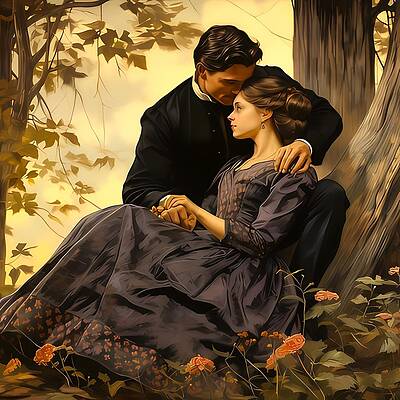 Vintage Digital Art - A Romantic Couple In Classic Victorian Style No 4 by Andre Petrov
