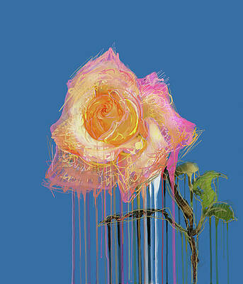 Fabric Wall Art featuring the mixed media A Rose By Any Other Name - Blue by BFA Prints