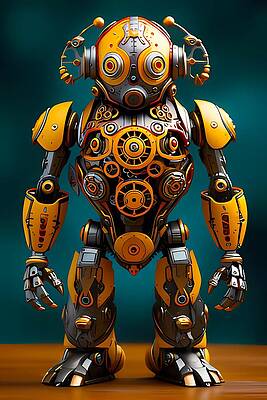 Intricate Digital Art - A Steampunk-inspired Robot No 1 by Andre Petrov