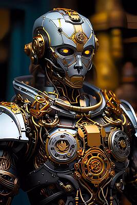 Intricate Digital Art - A Steampunk-inspired Robot No 2 by Andre Petrov