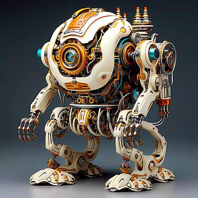 Intricate Digital Art - A Steampunk-inspired Robot No 3 by Andre Petrov