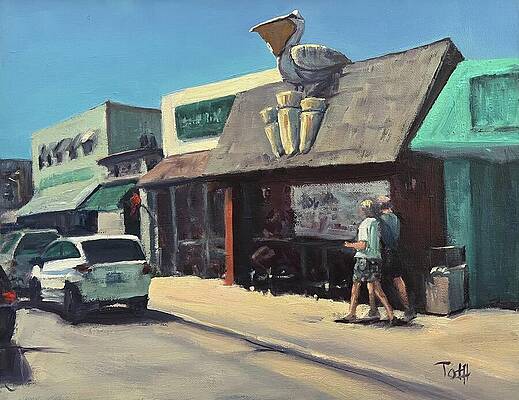 Summer Wall Art featuring the painting A Stroll Down Main Street by Laura Toth