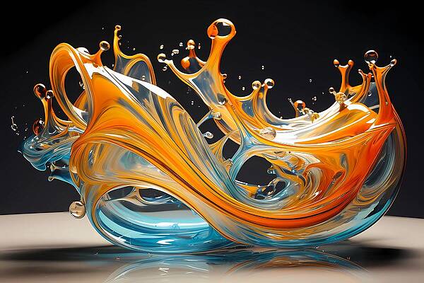 Wall Art featuring the digital art A Surreal Depiction Of Fluid Motion, Transforming Everyday Objects Into Liquid Forms No 2 by Andre Petrov