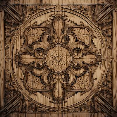 Geometric Wall Art featuring the digital art A Symmetrical Wood Pattern Of Grains And Knots In Brown No 2 by Andre Petrov