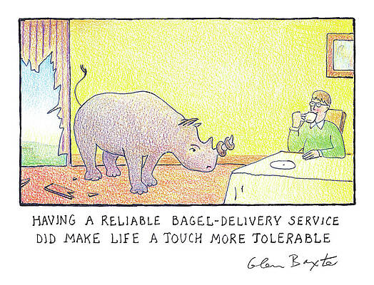 Bagel Delivery Rhinoceros Drawing