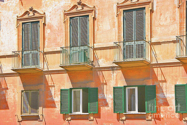 Vibrant Photograph - A Typical Italian Balcony Facade. by Stefano Senise