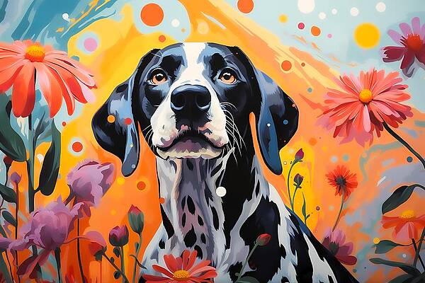 Vibrant Digital Art - A Vibrant Pop Art Depiction Of A Playful Dog No 2 by Andre Petrov