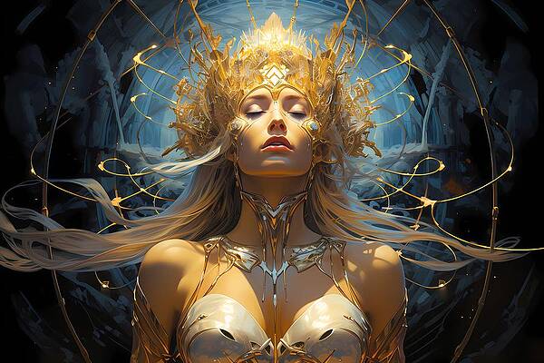 Atmospheric Wall Art featuring the digital art A Vintage Sci-fi Style Portrayal Of Cosmic Harmony No 1 by Andre Petrov