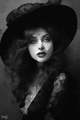 Woman Digital Art - A Woman In Vintage Attire by Gradify Creations