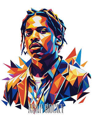 Vibrant Wall Art featuring the digital art A$ap Rocky In WPAP #2 by Vector Artnesia
