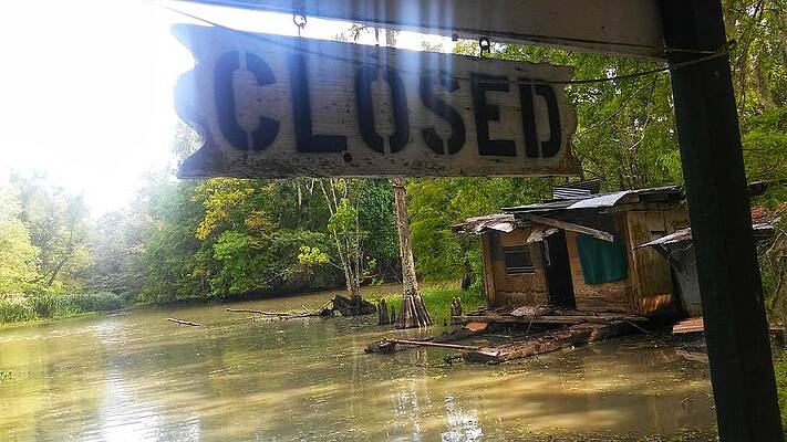 Louisiana Wall Art featuring the pyrography Abandoned Boat House In Louisiana by David McKinney