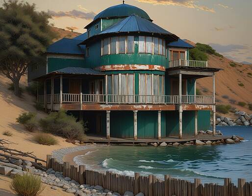 Architecture Wall Art featuring the digital art Abandoned Carousel Building by Eris And AI