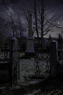 Vintage Photograph - Abandoned Pioneer Cemetery Under The Stars, Niagara On The Lake, Ontario by John Twynam