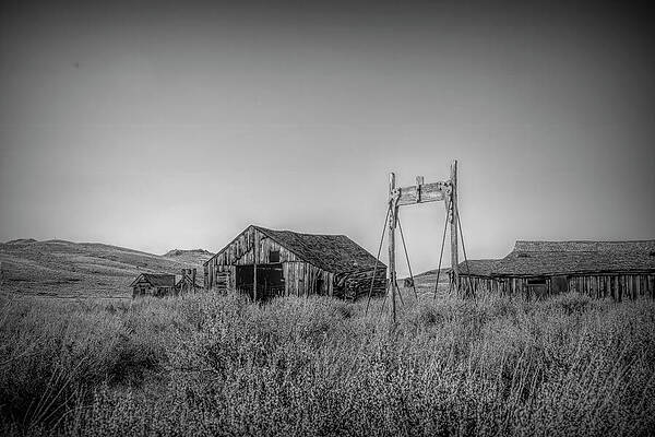 California Photograph - Abandoned Structures In Bodie Ghost Town BW by John Twynam
