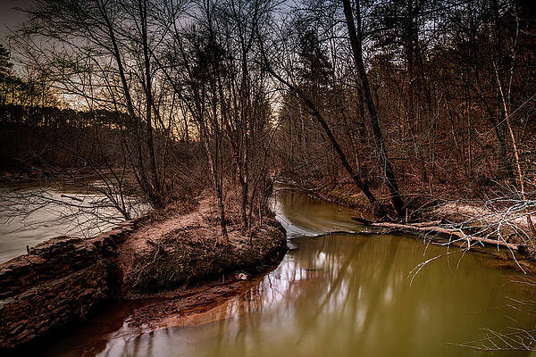 Winter Wall Art featuring the photograph Abaonded Mill Raceway Entrance - Woodstock, GA by Anthony Hightower