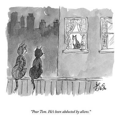 Alley Wall Art featuring the drawing Abducted By Aliens by Edward Frascino