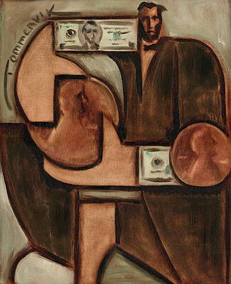 Abstract Figures with Monetary Symbols Wall Art