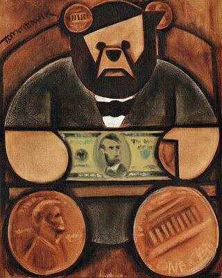 Geometric Wall Art featuring the painting Abraham Lincoln Teddy Bear by Tommervik