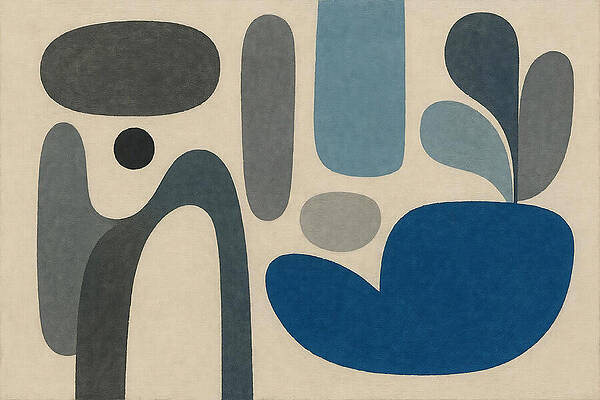 Abstract Blue and Gray Shapes Wall Art