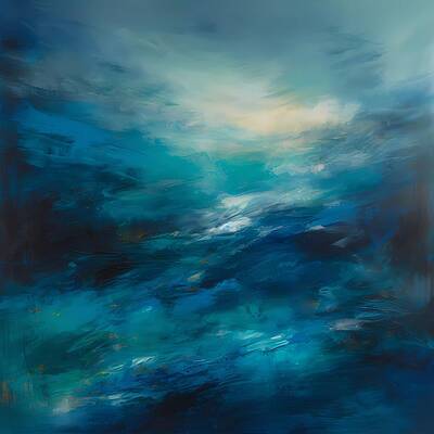 Abstract Wall Art featuring the digital art Abstract Color Field Painting With Gradations Of Blues And Whites No 1 by Andre Petrov