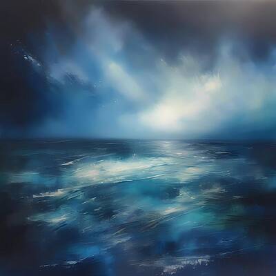 Abstract Wall Art featuring the digital art Abstract Color Field Painting With Gradations Of Blues And Whites No 2 by Andre Petrov