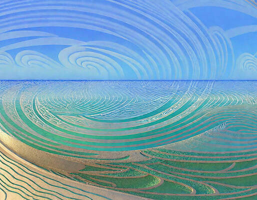 Sky Digital Art - Abstract Decorative Seascape by Eris And AI