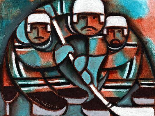Dynamic Painting - Abstract Hockey Players Art Print by Tommervik