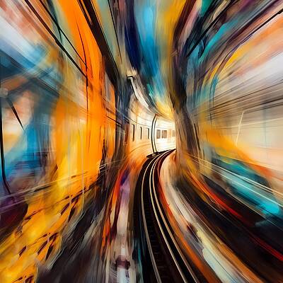Abstract Wall Art featuring the digital art Abstract Image Inspired By The Rhythm And Movement Of A Train Through A Tunnel No 1 by Andre Petrov