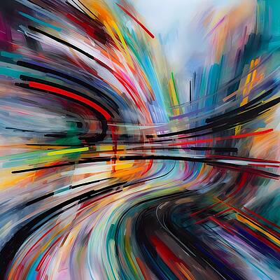 Abstract Wall Art featuring the digital art Abstract Image Inspired By The Rhythm And Movement Of A Train Through A Tunnel No 2 by Andre Petrov