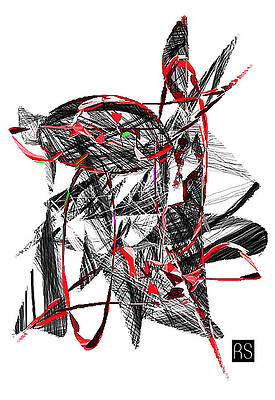 Drawing - Abstract In Black And Red by Rafael Salazar