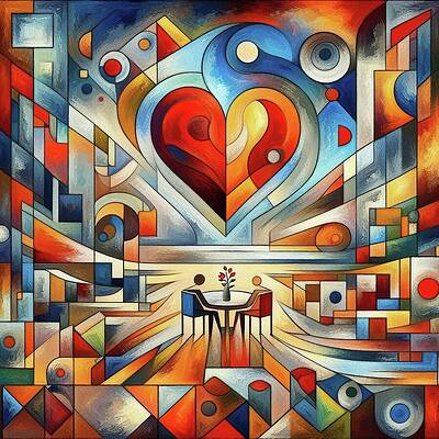 Geometric Wall Art featuring the digital art Abstract Love Conversations Beneath The Heart LV1046 by Don Northup
